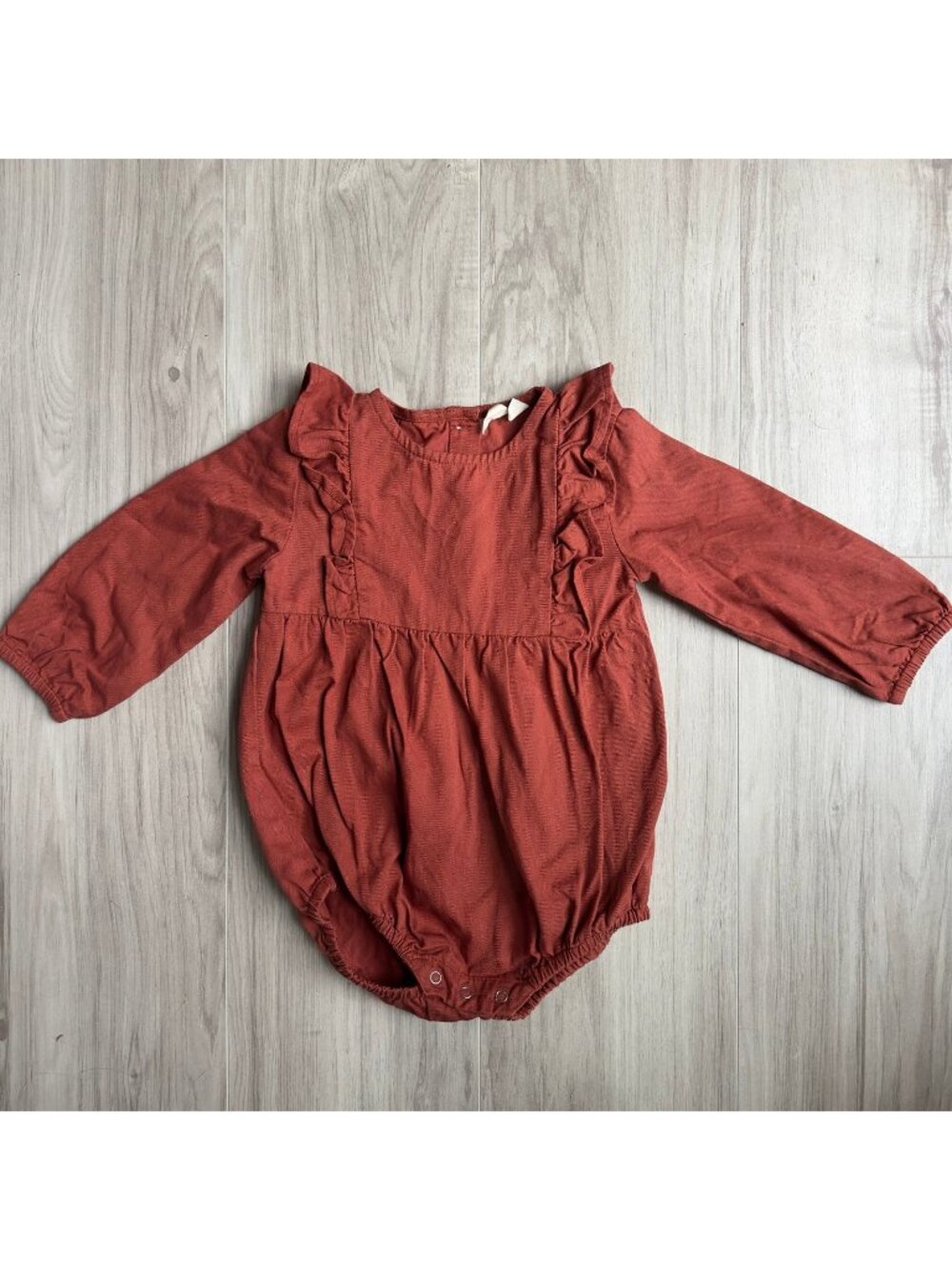 Beet World Ruffle Bubble Romper Clay